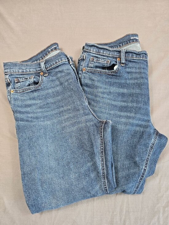 Old Navy Denim - Old Navy Size 10 Mid-Rise Boyfriend Jeans Blue Denim Raw Hem TWO PAIRS